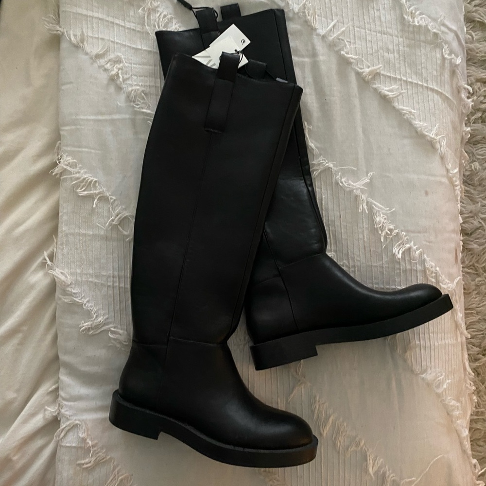 NTW black Zara knee high boots